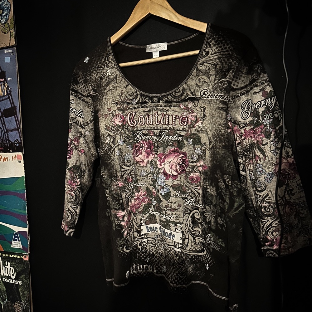Couture Black Floral Print Top